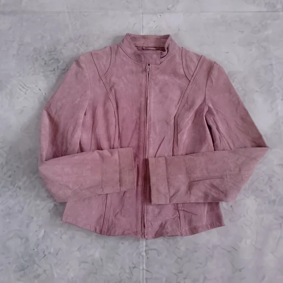 Vintage Le Chateau Pink Suede Zip-Front Jacket Motorcycle Jacket - Picture 3 of 10